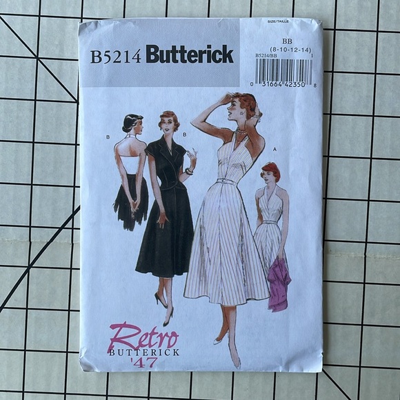 Butterick B5214 Retro '47 sewing pattern, forties style halter dress & jacket - Picture 2 of 7